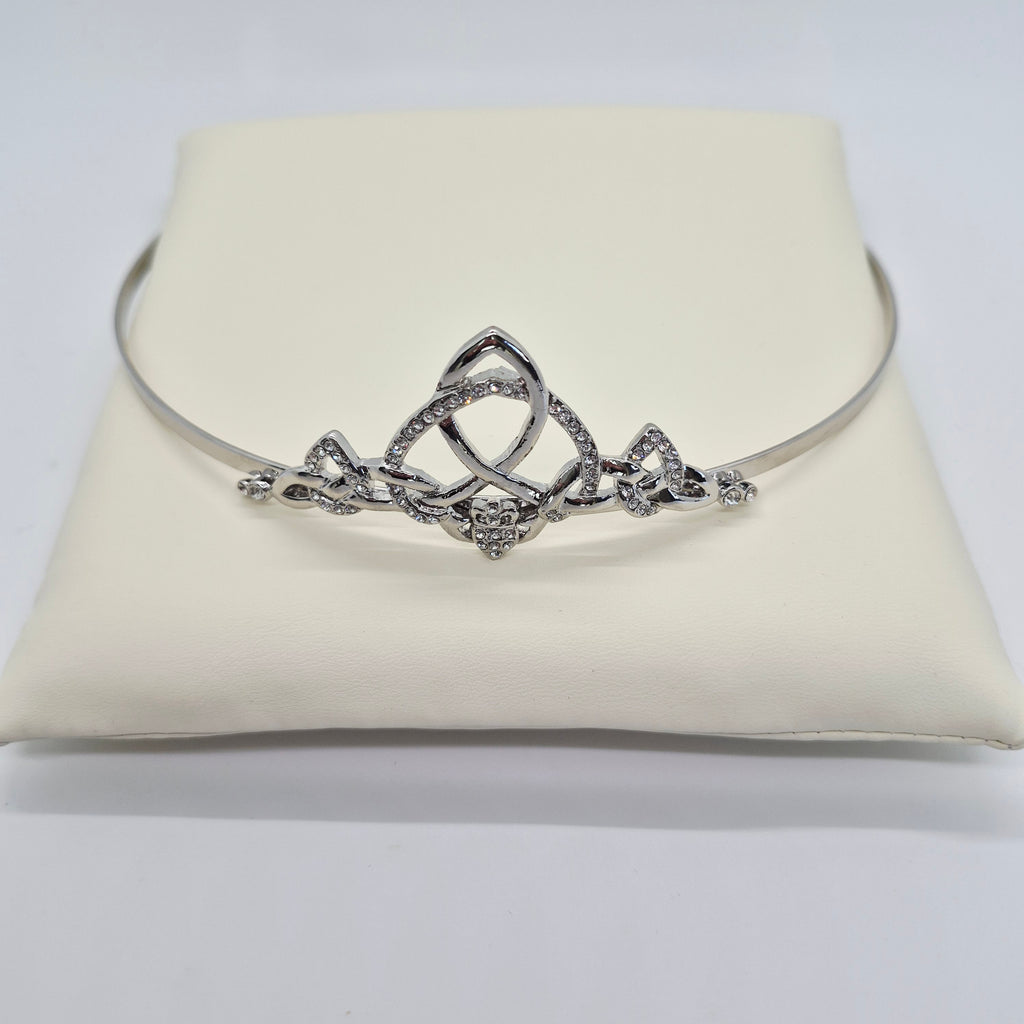 Rhodium Plated Celtic Trinity Knot Tiara – Cubic Zirconia – By Tara NWT