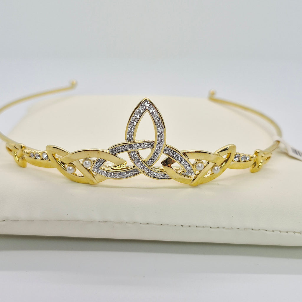 Gold Plated Celtic Trinity Knot Tiara – Cubic Zirconia – By Tara NWT
