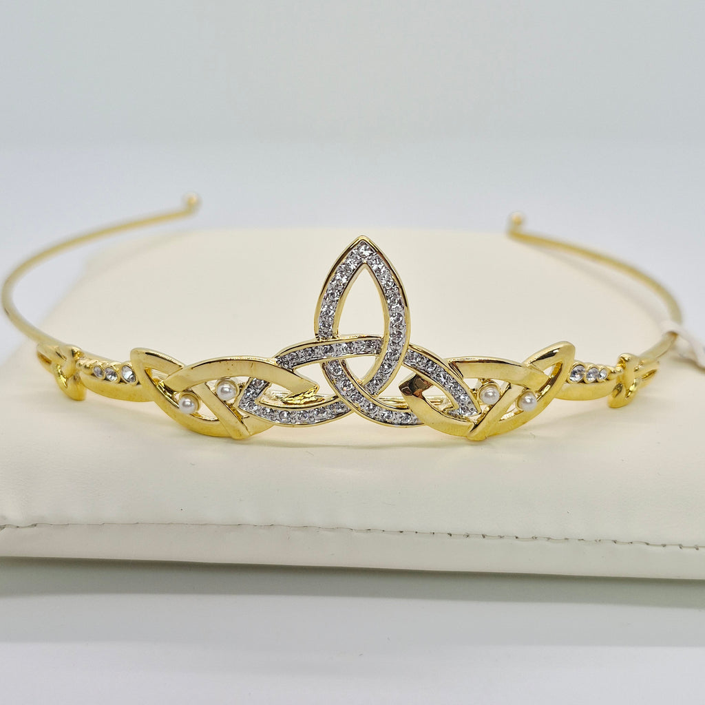 Gold Plated Celtic Trinity Knot Tiara – Cubic Zirconia – By Tara NWT