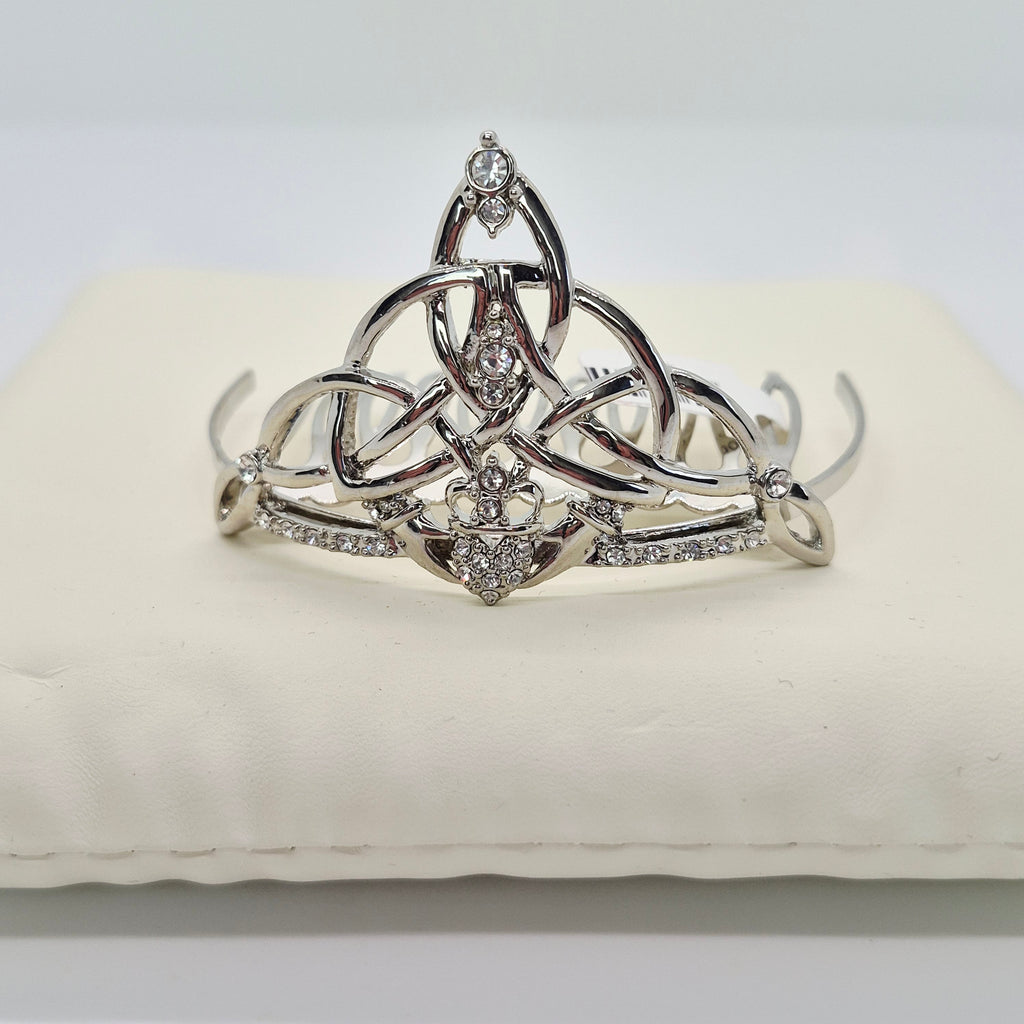 Claddagh Irish Trinity Rhodium & Crystal Knot Hair Comb NWT