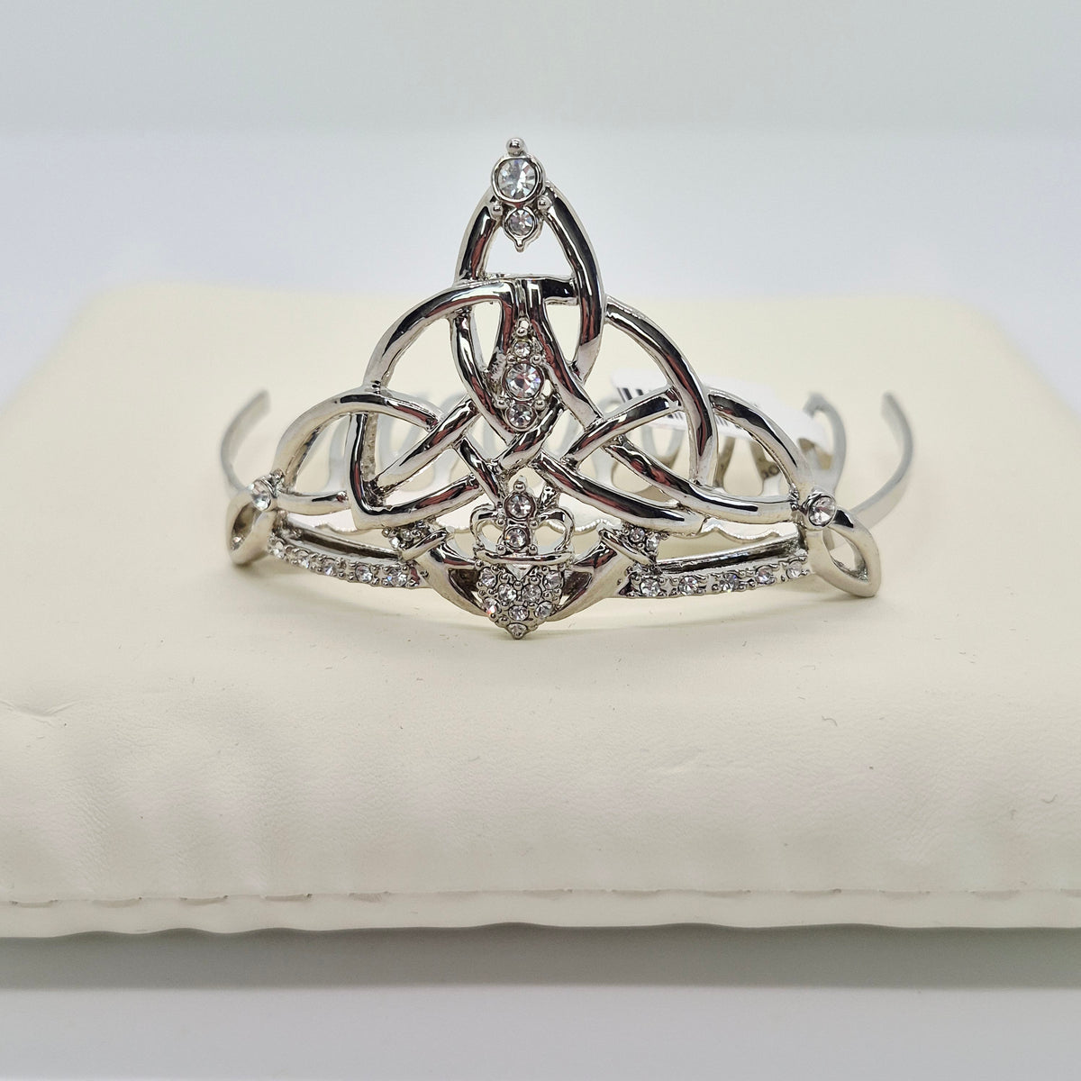 Claddagh Irish Trinity Rhodium & Crystal Knot Hair Comb NWT