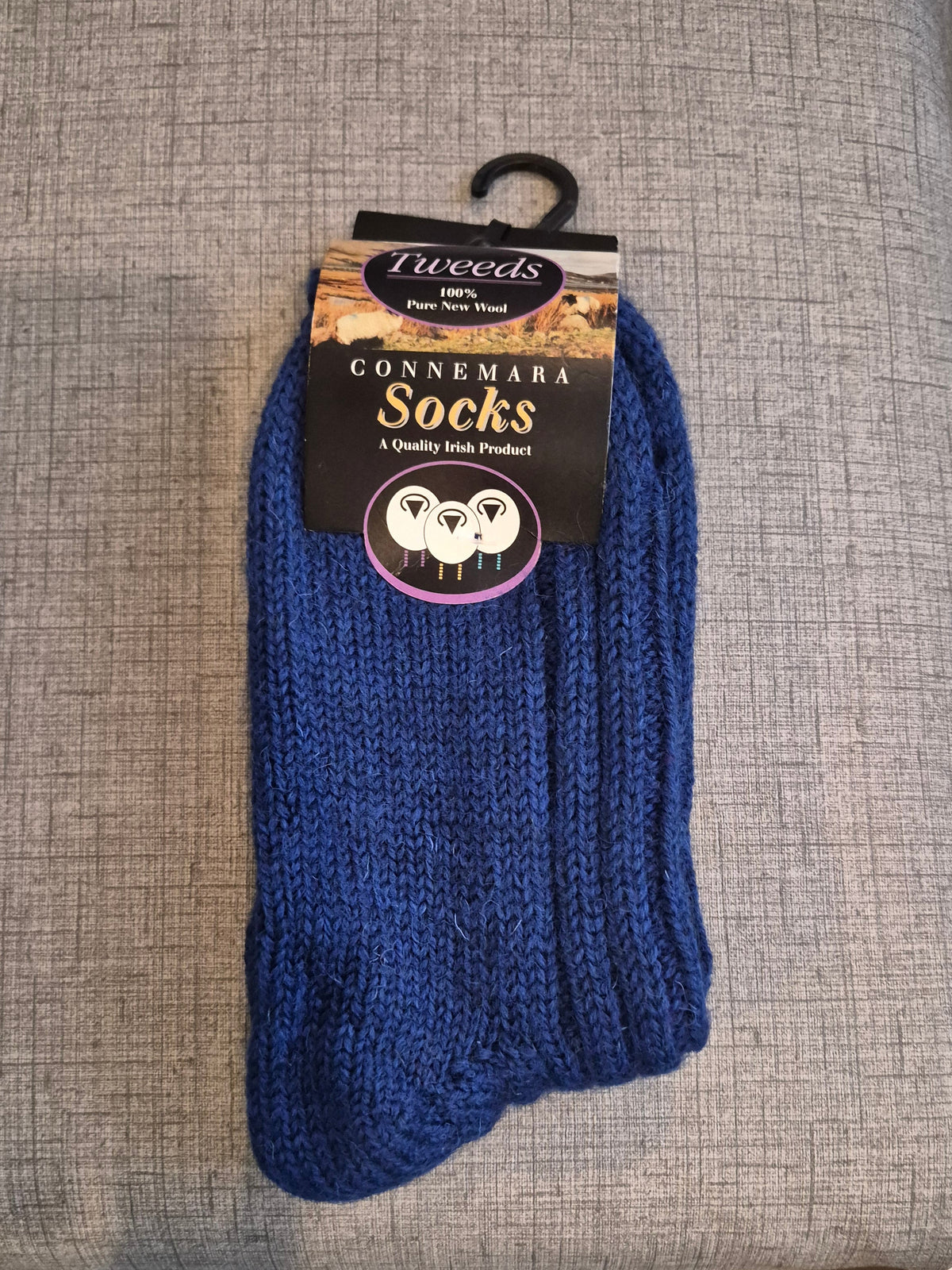 NWT Connemara Irish Wool Socks Blue Thick Knit Medium Made in Ireland
