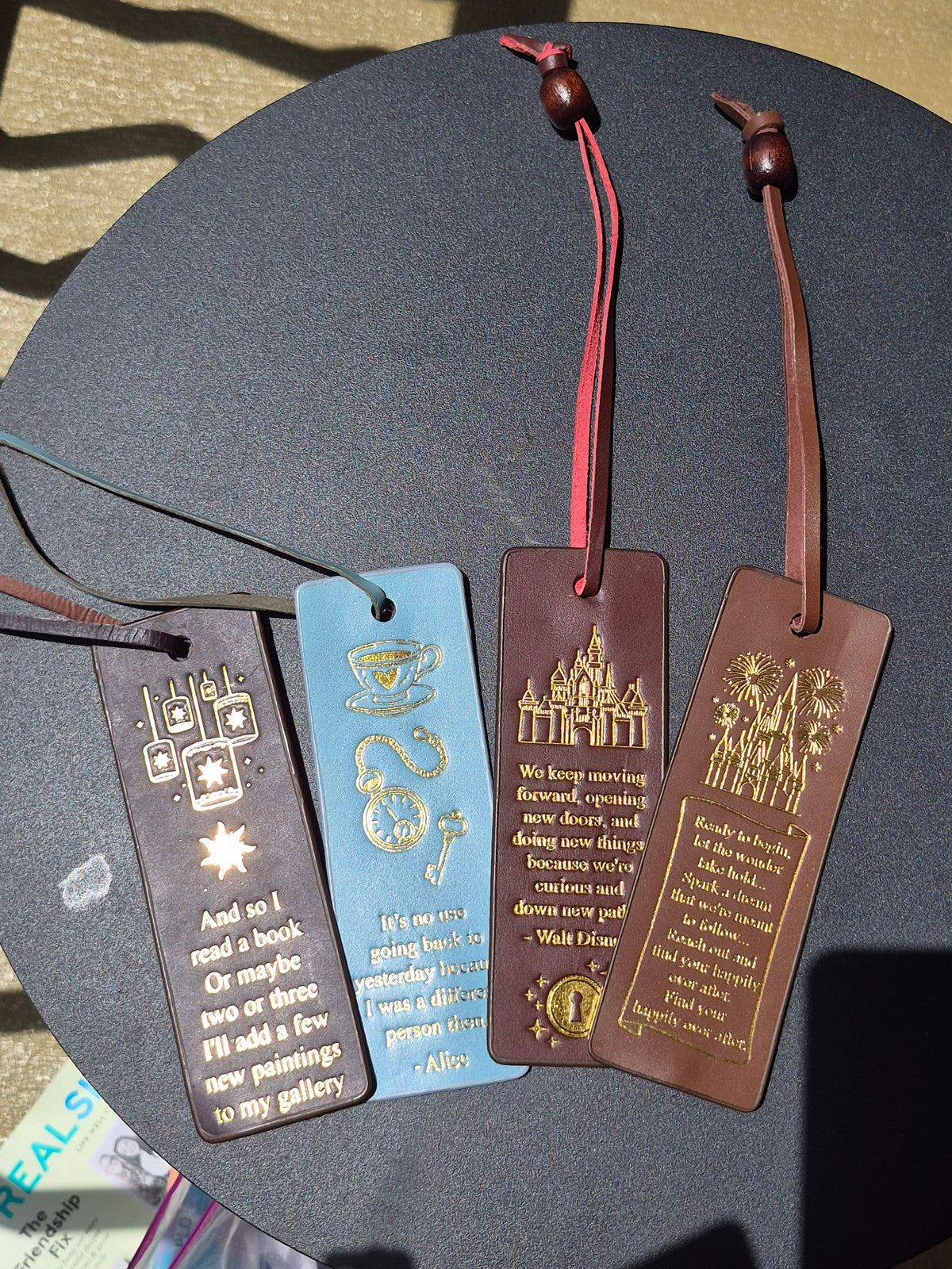 Beauty & The Beast Leather Bookmark | Enchanted Gold Design