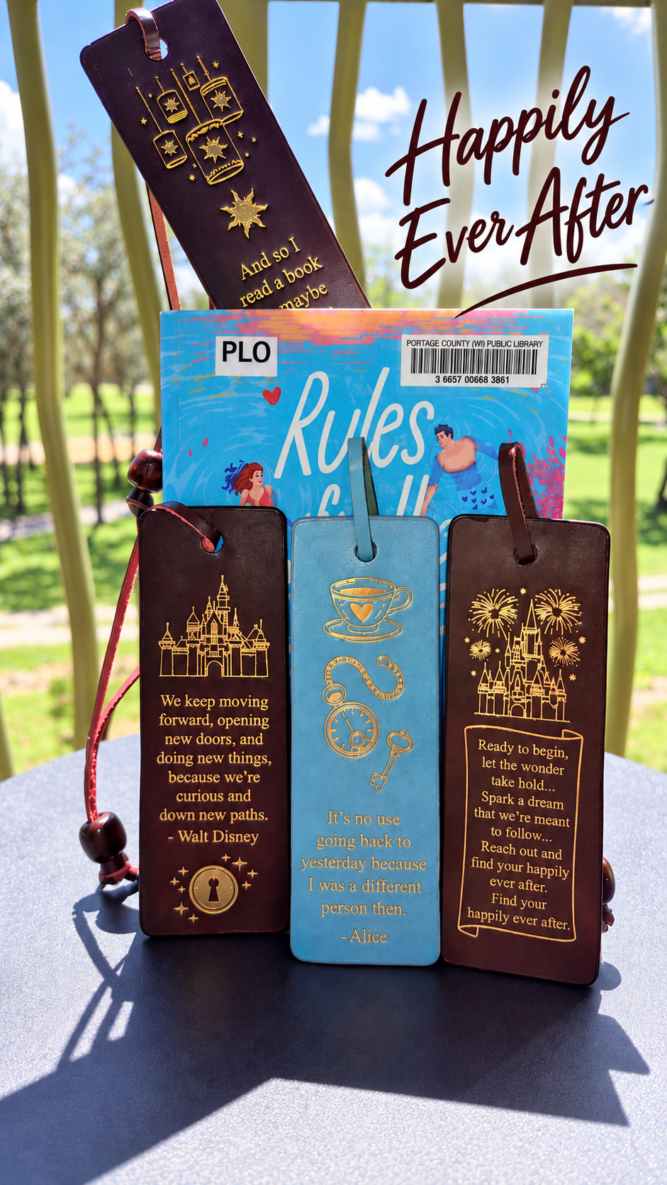 Beauty & The Beast Leather Bookmark | Enchanted Gold Design