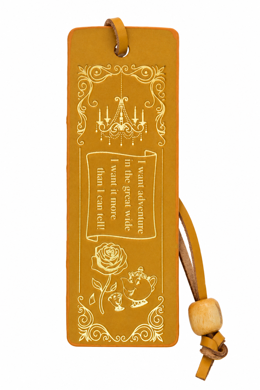 Beauty & The Beast Leather Bookmark | Enchanted Gold Design