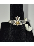 New Sterling Silver Claddagh Ring w/ Gold-Plated Heart • Size 5, 6.5, 8.5 & 9 Made in Ireland