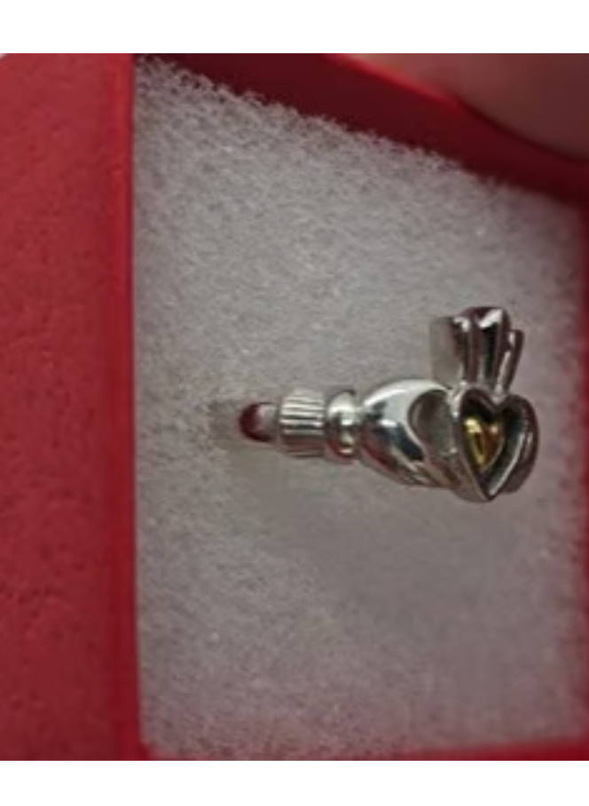 New Sterling Silver Claddagh Ring w/ Gold-Plated Heart • Size 5, 6.5, 8.5 & 9 Made in Ireland