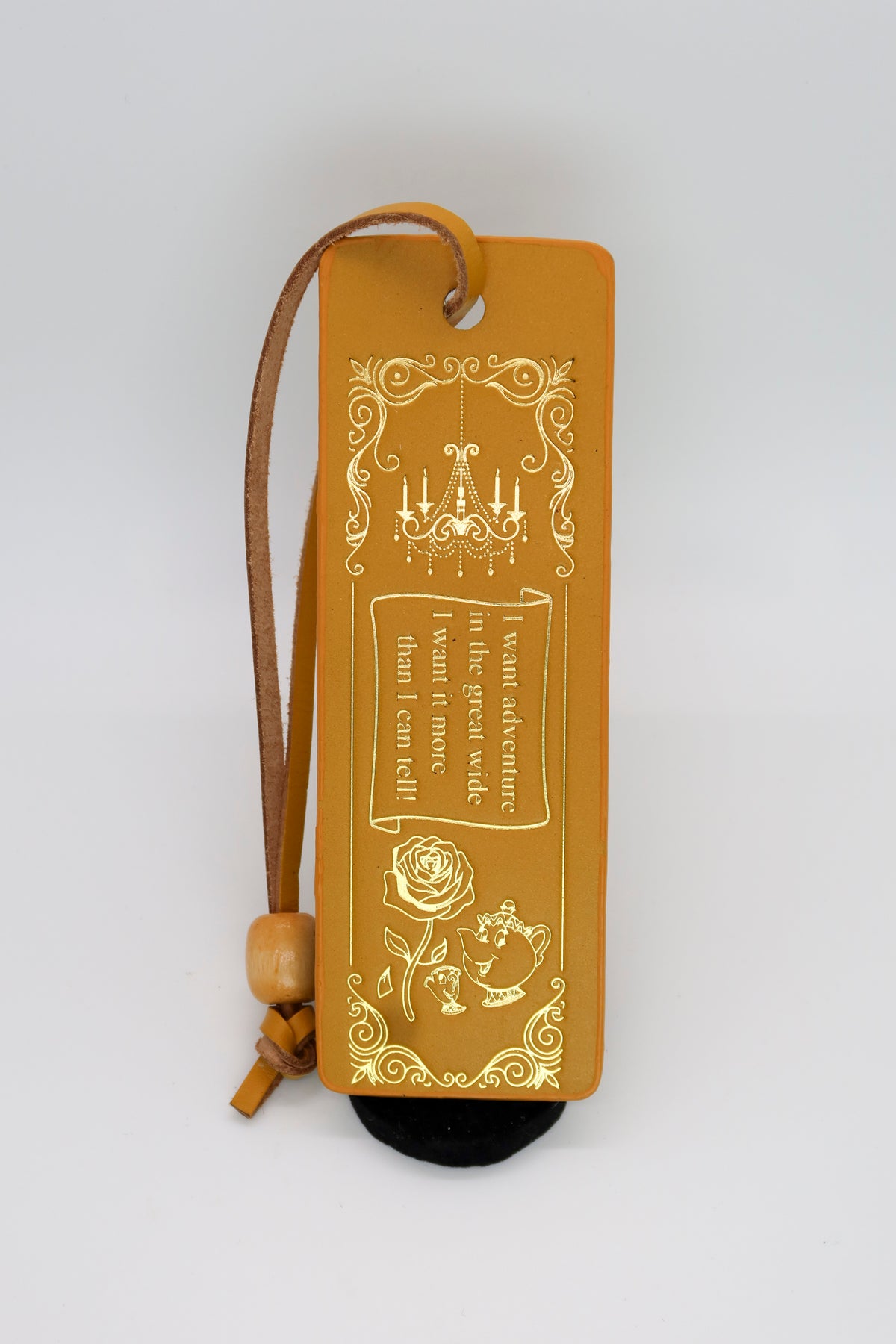 Beauty & The Beast Leather Bookmark | Enchanted Gold Design