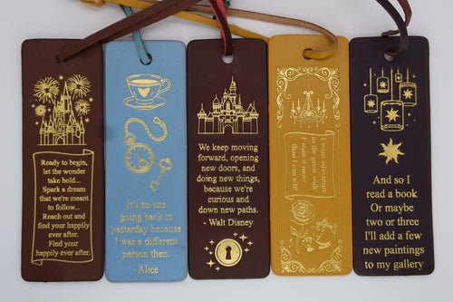Beauty & The Beast Leather Bookmark | Enchanted Gold Design