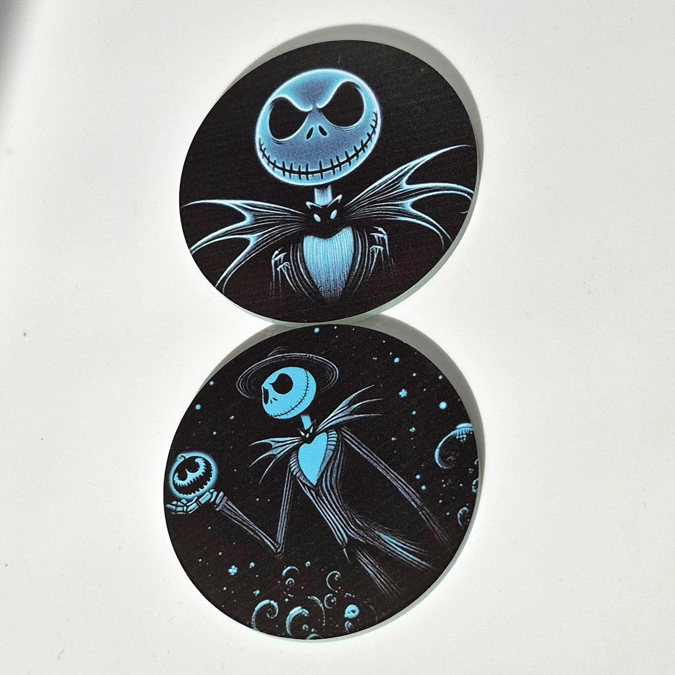 Spooky Jack-Inspired Acrylic Car Coasters – Nightmare Style (Set of 2)