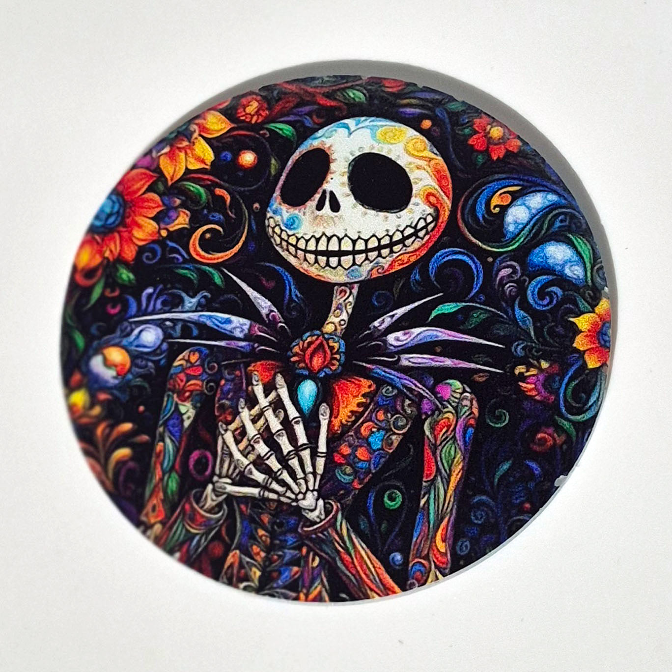 Spooky Jack-Inspired Acrylic Car Coasters – Nightmare Style (Set of 2)