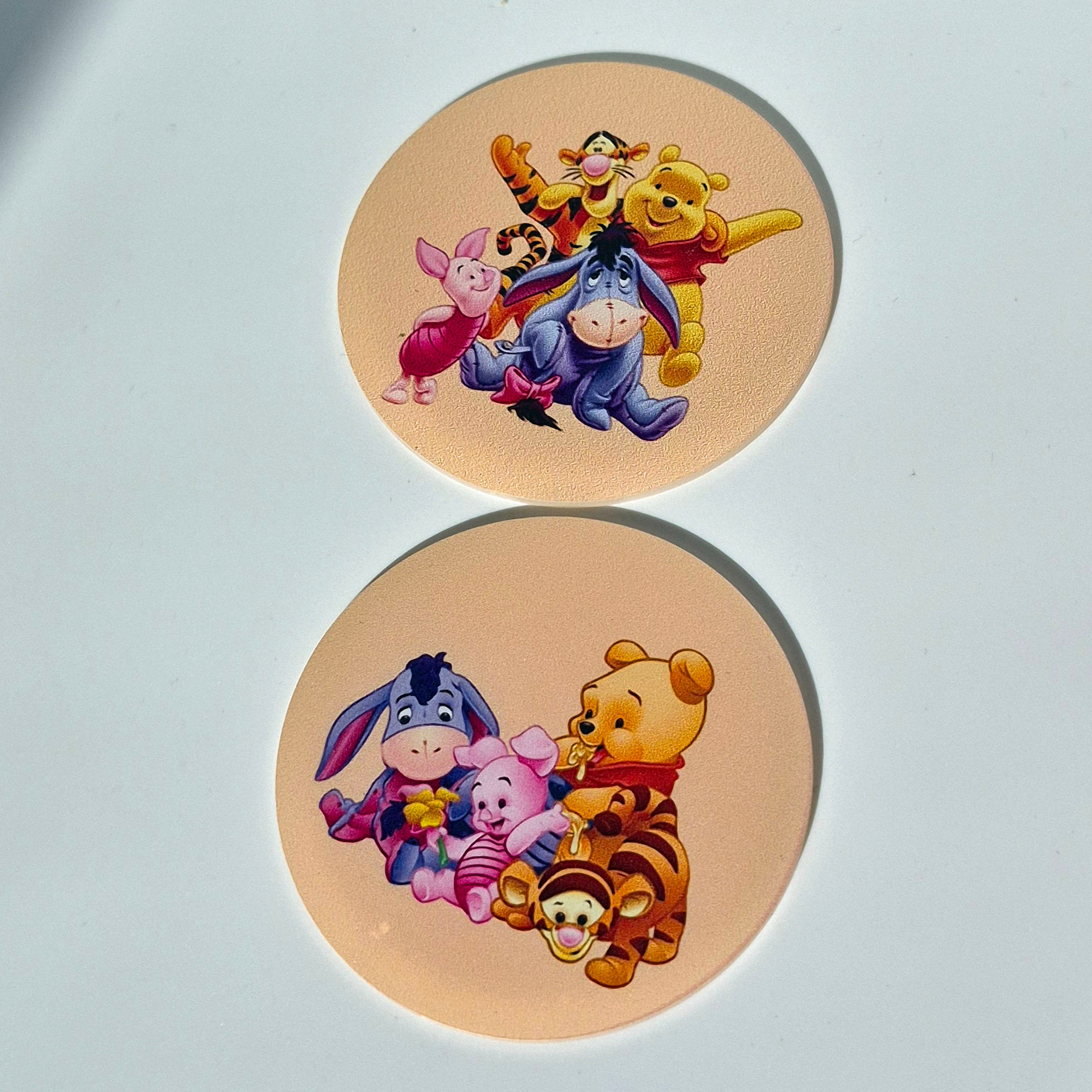 Winnie the Pooh Car Coasters – Acrylic Cup Holder Inserts (Set of 2, 2.75")