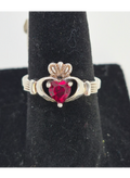 Solvar Sterling Silver Claddagh Birthstone Ring - Size 6 - Ruby Red CZ JulySolvar Sterling Silver Claddagh Birthstone Ring - Size 6 & 6.5 - Ruby Red CZ July