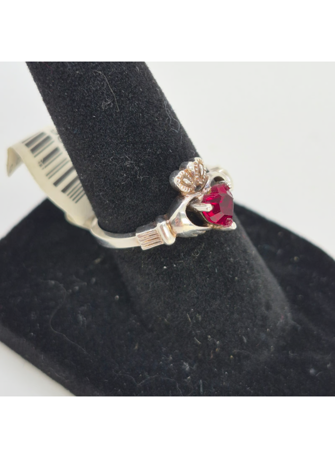 Solvar Sterling Silver Claddagh Birthstone Ring - Size 6 - Ruby Red CZ JulySolvar Sterling Silver Claddagh Birthstone Ring - Size 6 & 6.5 - Ruby Red CZ July