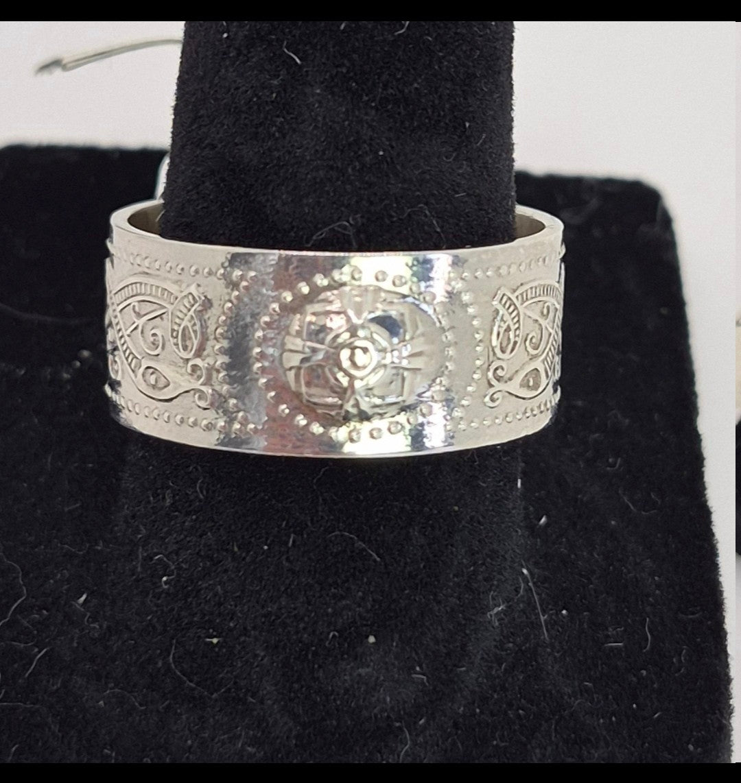 Sterling Silver Celtic Warrior Ring - 10MM wide - Size 8.5 or 9.5 - New