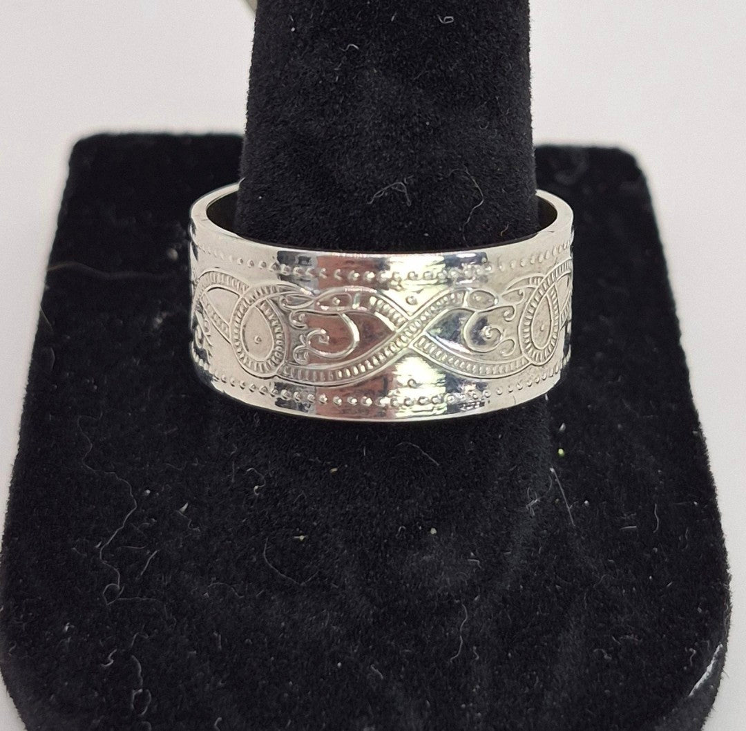 Sterling Silver Celtic Warrior Ring - 10MM wide - Size 8.5 or 9.5 - New
