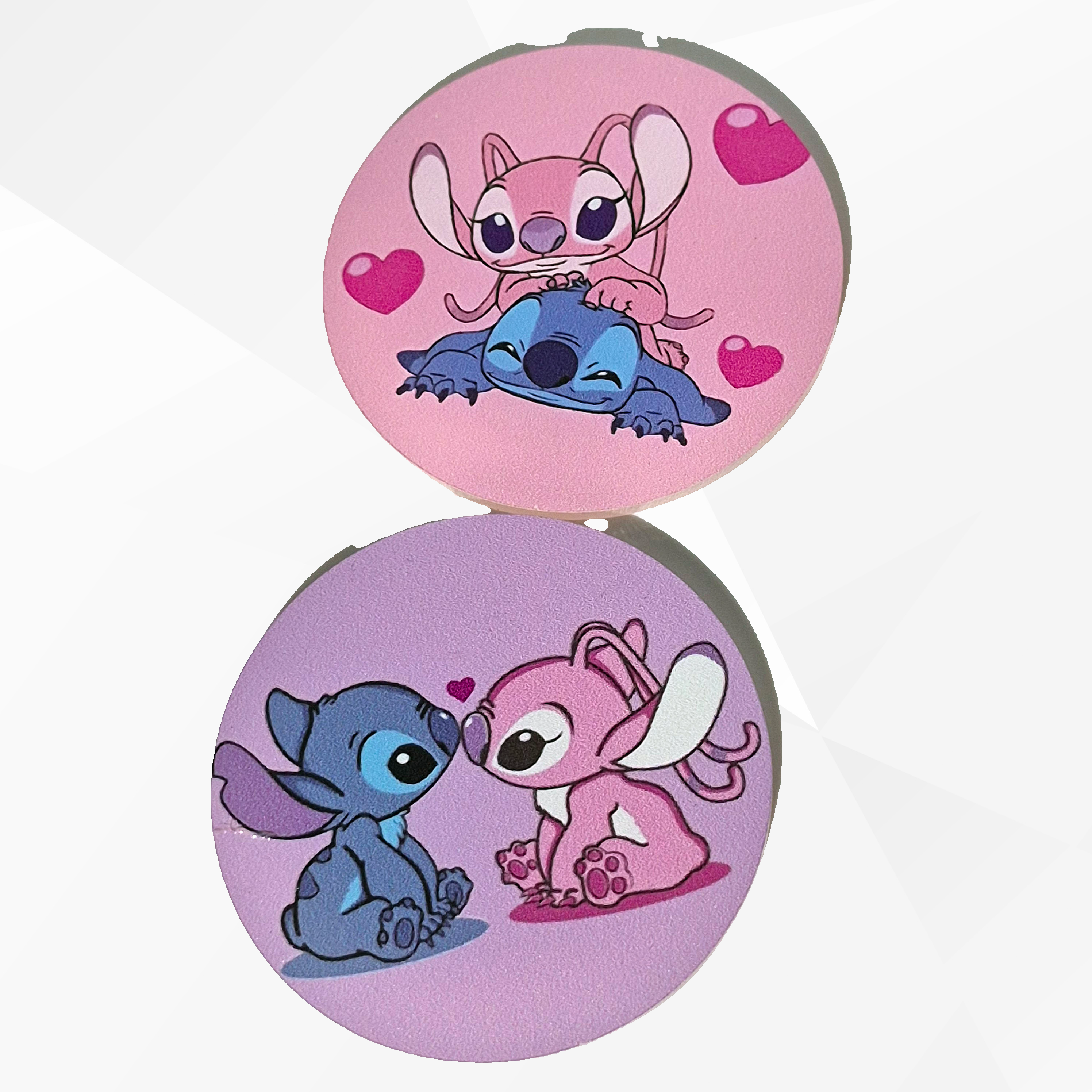 Stitch Car Coasters – Acrylic Cup Holder Inserts (Set of 2, 2.75")