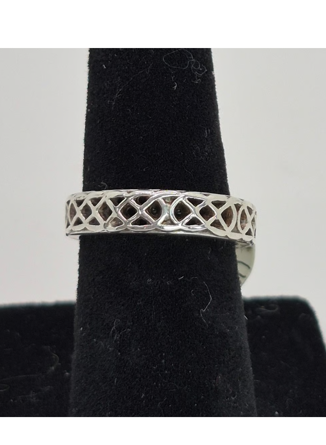 Sterling Silver Celtic Knot Filigree Ring - Size 5.5, 6.5 & 7.5 - Openwork Band | 4mm Wide