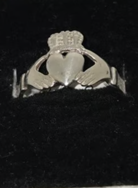 Sterling Silver Puffy Heart Claddagh Ring Sizes 7.5 & 8.5
