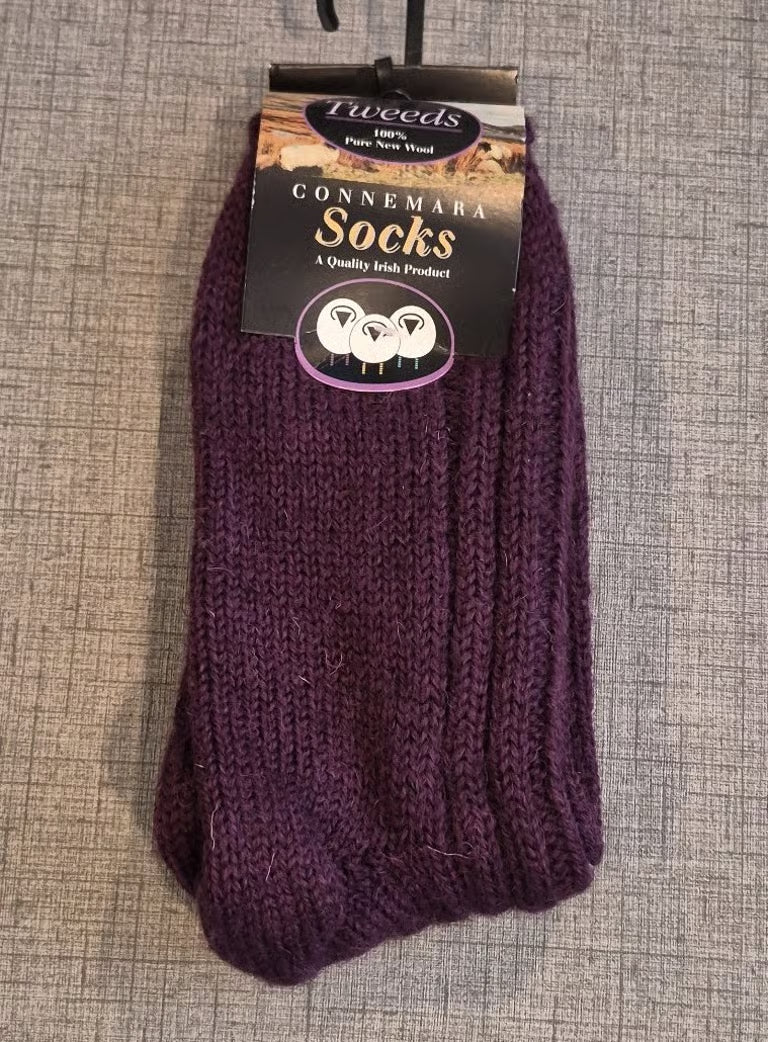 TWEEDS Connemara Socks 100% Pure Wool NWT Connemara Irish Wool Socks Purple