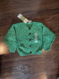 Carraig Donn Kids Merino Wool Aran Cardigan Green Size Medium (5-6 Years) NWT