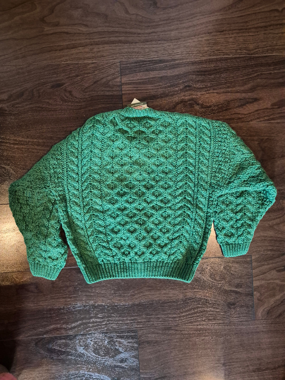 Carraig Donn Kids Merino Wool Aran Cardigan Green Size Medium (5-6 Years) NWT