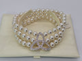 Timeless Treasures 3-Strand Pearl. Irish Celtic Knot Stretch Bracelet NWT
