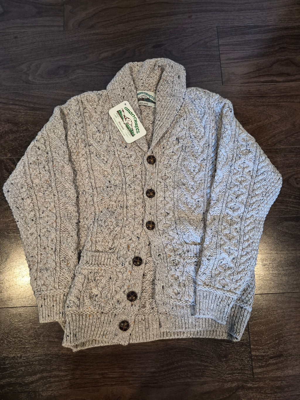 NWT Aran Crafts Kids Merino Wool Cardigan Oat 8-11Y Mini-Me Ireland